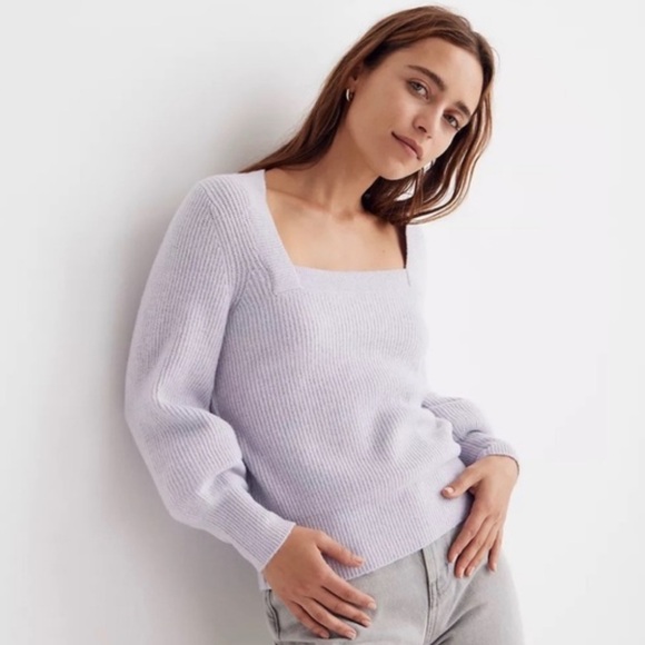 Madewell Melwood Square-Neck 💜 Lavender 💜 Sweater - S - Picture 1 of 6